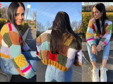 How to knit a cardigan with wool scraps || Tutorial